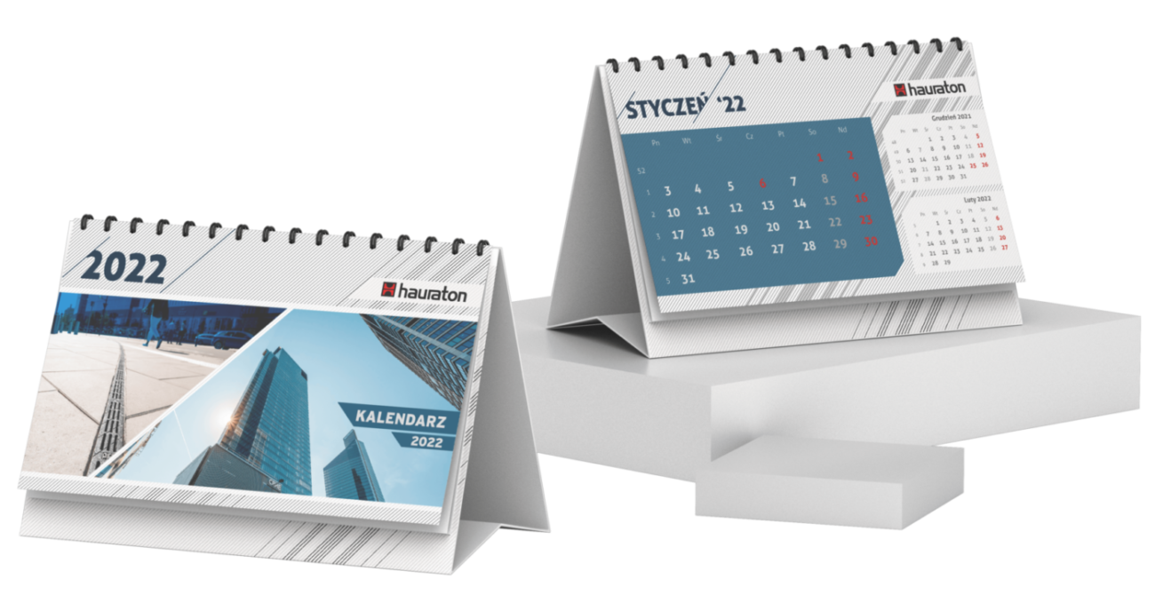 Mockup kalendarzy biurkowych Hauraton 2022