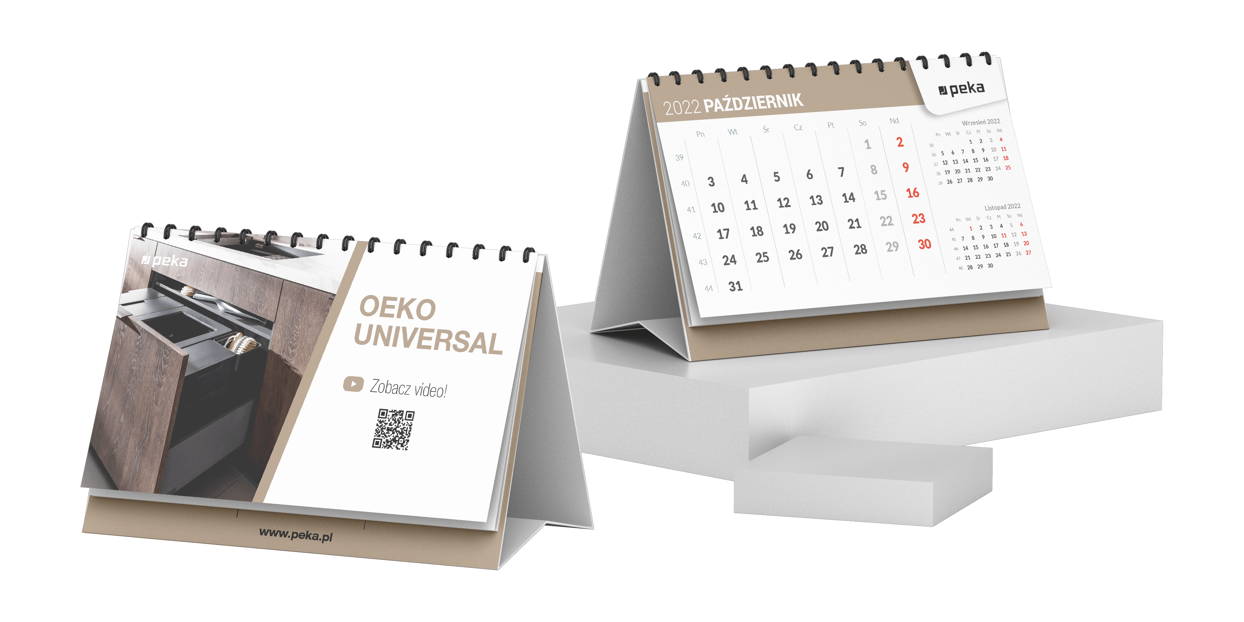 Prezentacja kalendarza biurkowego Peki miesiąc październik