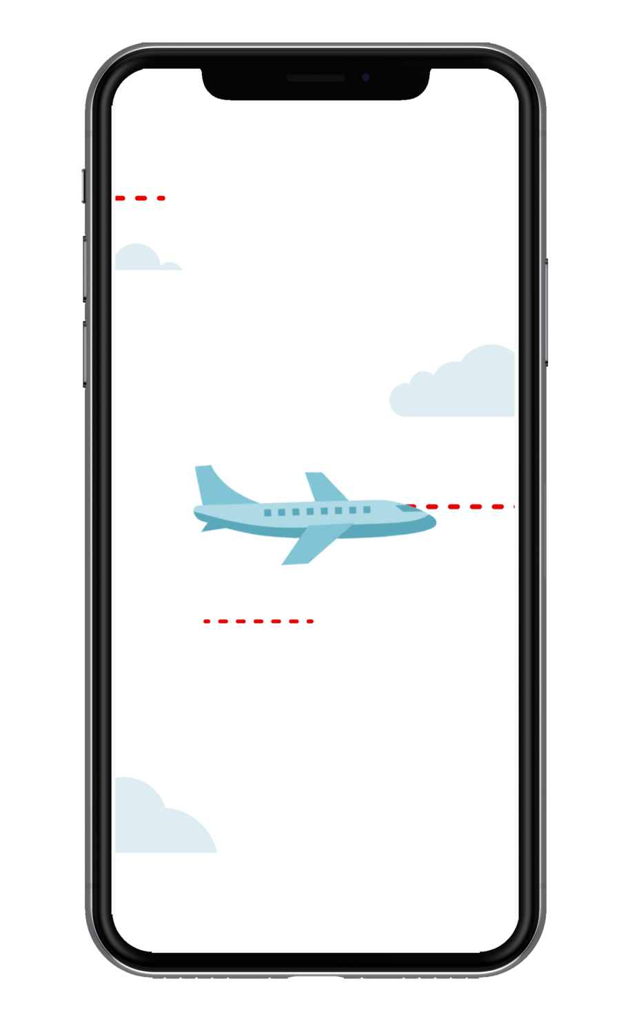 aplikacja mobilna Dookoła świata - animacja lecącego samolotu