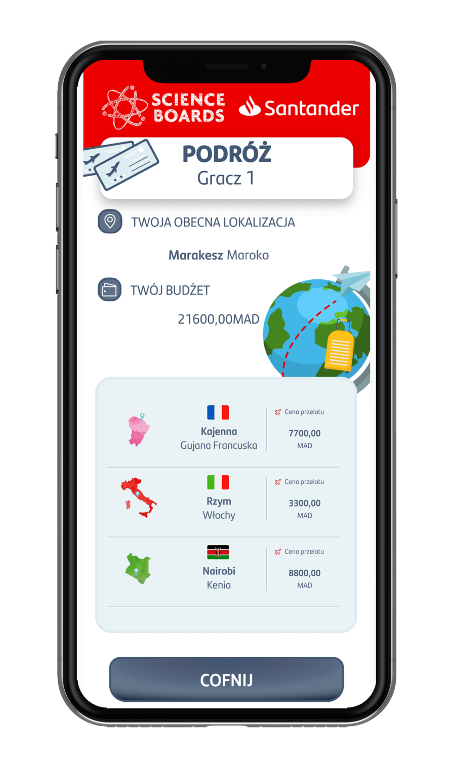 aplikacja mobilna Dookoła świata - Podróż